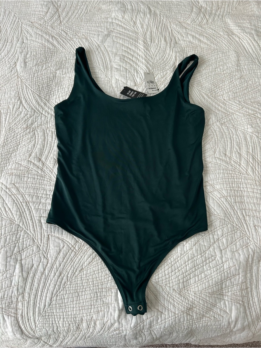 Express Dark Green Scoop Neck Bodysuit